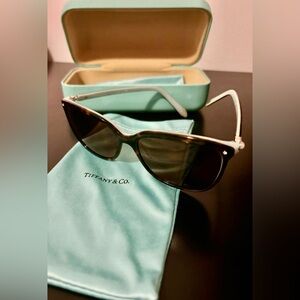 Tiffany & Co. Women's Blue and Brown Tortoise Sunglasses-prescription-flawed